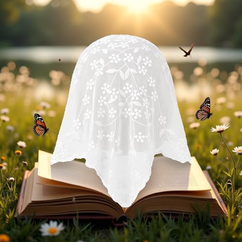 White Lace Flower Triangle Headband Elegant Women Sunproof Bandana