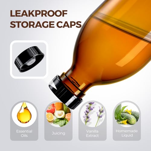 10 oz Amber Glass Pump Bottle Set - Refillable Lotion Dispenser