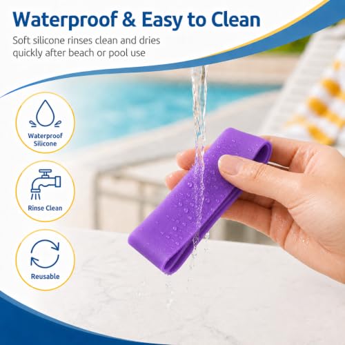 Silicone Towel Bands for Beach & Pool Chairs - 4 Pack