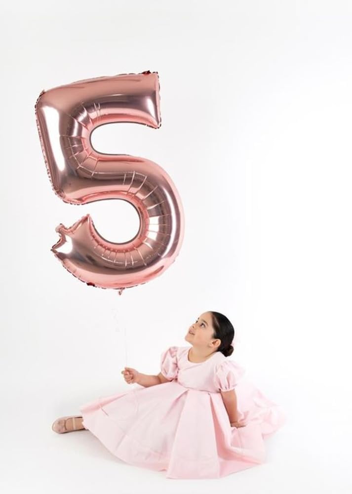 Regine Switzerland 40-Inch Balloon Numbers - Rose Gold 5th Birthday & Wedding Party Decor