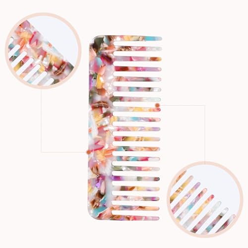 Yuomeaz 2 PCS Wide Tooth Acetate Comb for Curly and Wet Hair