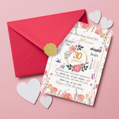 30th Birthday Card for Women - Unique Gift with Envelope