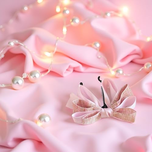 Pink Bow Banana Clip Vertical Ponytail Hair Claw Barrette for Women