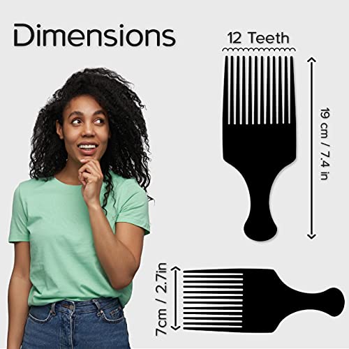 Boorika Afro Hair Pick Comb 7.5 Inch Wide Tooth Detangling Pack of 2