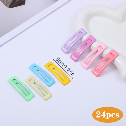Metal Snap Hair Clips 20-Pack Small Rectangle Hair Barrettes for Women