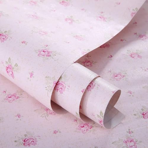 Self-Adhesive Pink Floral Shelf Liner - 17.7" x 78.7" Decorative Contact Paper