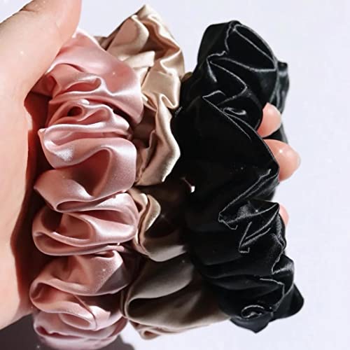 Black Mulberry Silk Hair Scrunchie 100% Pure Real Silk for Healthy Hair