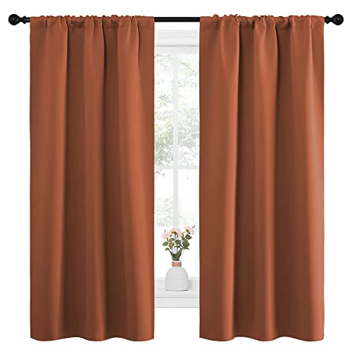 NICETOWN Thermal Insulated Blackout Curtains, Burnt Orange, 34"W x 63"L
