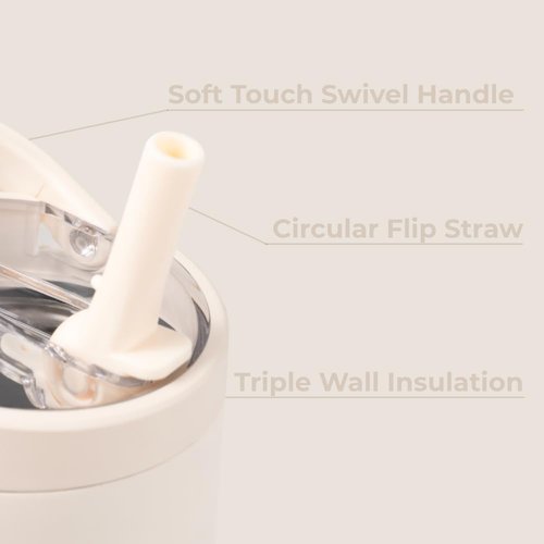 HydroJug Sport - 32oz Stainless Steel Tumbler with Straw | Vacuum Insulated, Leakproof, Ergonomic Design, Cream