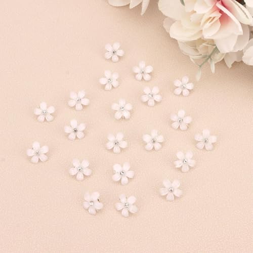 Mini Rhinestone Flower Hair Clips 20pcs White Hair Accessories