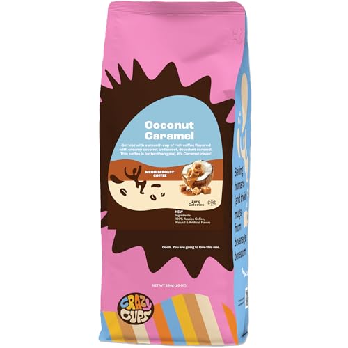 Coconut Caramel Ground Coffee, 10oz - Crazy Cups Flavored Coffee