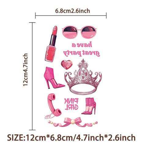 Pink Pastel Preppy Temporary Tattoos for Party Favors 10 Sheets