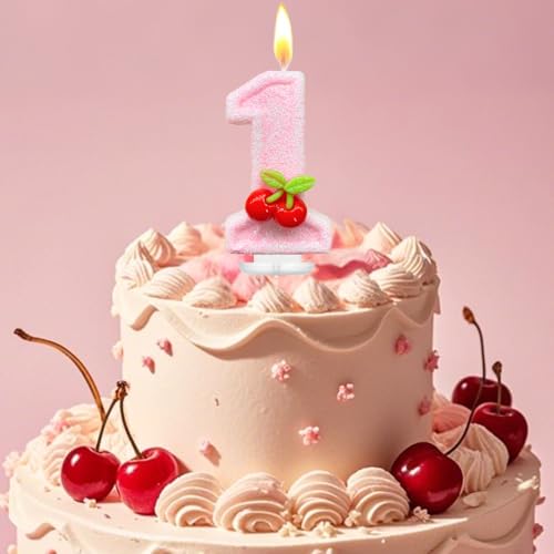 Number 1 Cherry Birthday Candle - She's The Cherry On Top Cake Topper