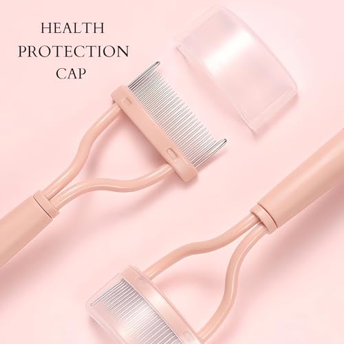 Corconess Metal Eyelash Comb Set - 2PCS Pink Lash Separator with Cover
