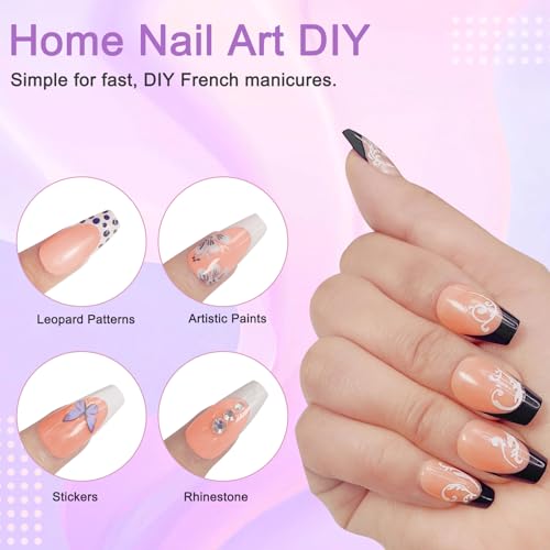 Honey Joy Black French Gel Nail Tips - 150pcs Press On Nails
