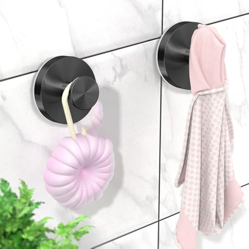 Stusgo 4-Pack Matte Black Suction Cup Hooks - Heavy Duty O-Shape Hanger