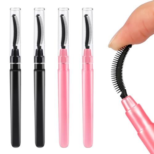 Sliverdew 4 Pcs Silicone Eyelash Separator and Spoolie Brush Set with Lid