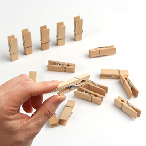 KIMOBER 1.77-Inch Natural Wooden Clothespins - 100PCS Heavy Duty Craft Clips