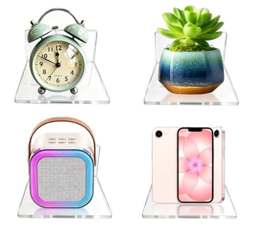 Acrylic Wall Shelves - 4 Pack Clear Display Ledges for Collectibles & Decor