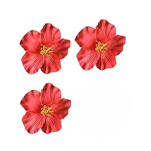 Red Hawaiian Flower Hair Clips 3-Pack - Tropical Hair Accessories