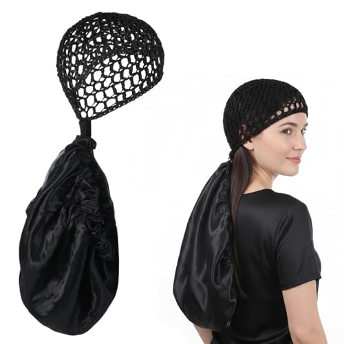 Heclia 2-in-1 Adjustable Sleep Bonnet and Hair Net for Long Hair