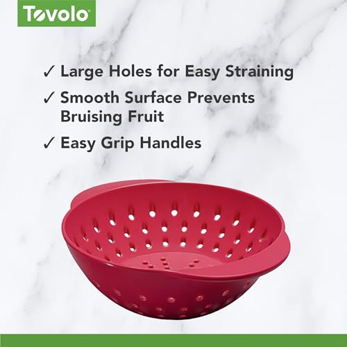 Tovolo Mini Berry Colander Strainer - Cayenne Red, BPA-Free