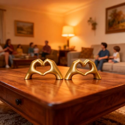 Gold Mini Heart Hands Sculpture - 2 Pack Modern Decoration