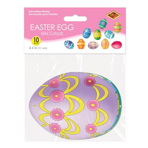 Beistle Mini Easter Egg Cutouts – 10 Double-Sided Decorations, 4.5"