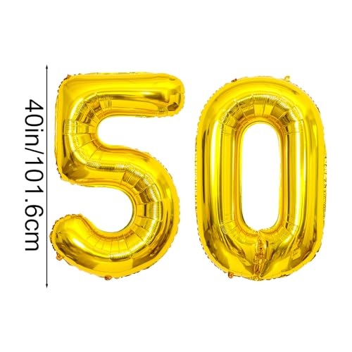 40 Inch Gold Number 50 Balloons for 50th Birthday & Weddings