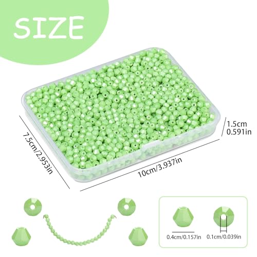 4mm Green Glass Beads - 1000pcs Faceted Bicone for Jewelry Making