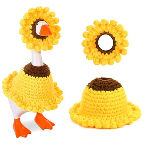 Sunflower Desk Goose Outfit - Handmade Crochet Clothes & Hat for 7" Goose Statues