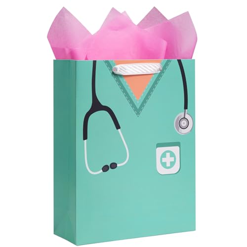 Nurse Graduation Gift Bag with Tissue Paper - 13" Blue Design