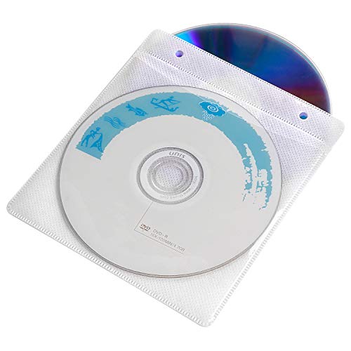 RICHEN Double-Sided CD & DVD Storage Sleeves - 100 Pack (White)