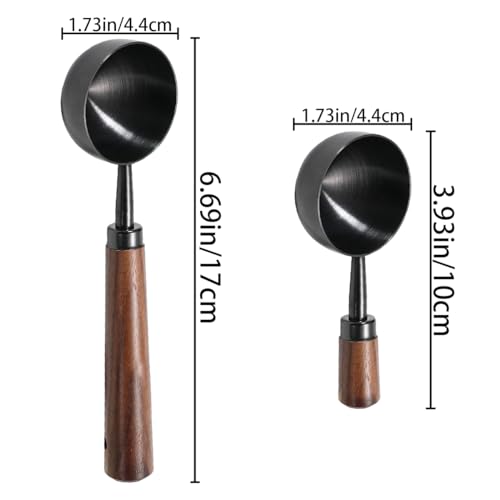 2 PCS Vintage Coffee Measuring Scoop - 30ml Stainless Steel, Black Titanium