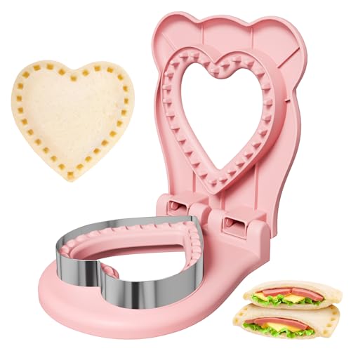 HINZER Crustless Sandwich Cutter and Sealer - Pink Bento Lunch Maker