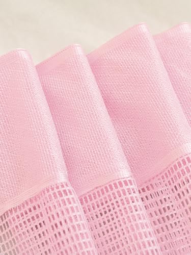 Jayla Pink Floral Lace Curtain Swag, Semi-Sheer Kitchen Valance 39x39 Inch