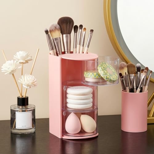3-Layer Rotating Hair Accessories Organizer - Pink