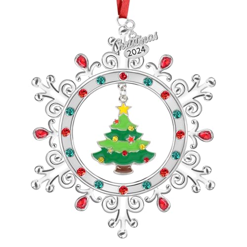 Large Silver Snowflake Ornament 2024 Christmas Tree Decor Hanging Keepsake