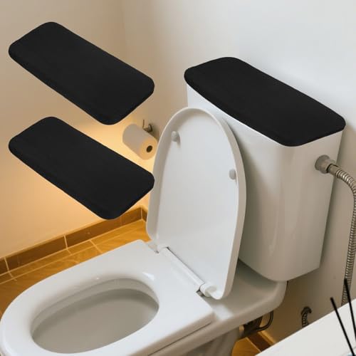 Black 2-Pack Toilet Tank Cover with Elastic Bottom - Bathroom Decor Accessory