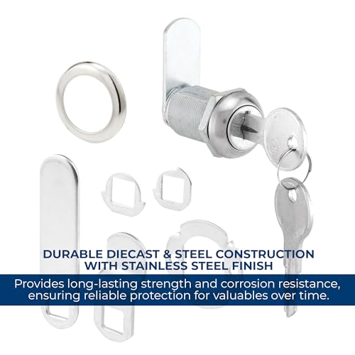 Prime-Line Drawer & Cabinet Lock - 1-1/8 inch, Fits 13/16 inch Panels, Keyed Different Security