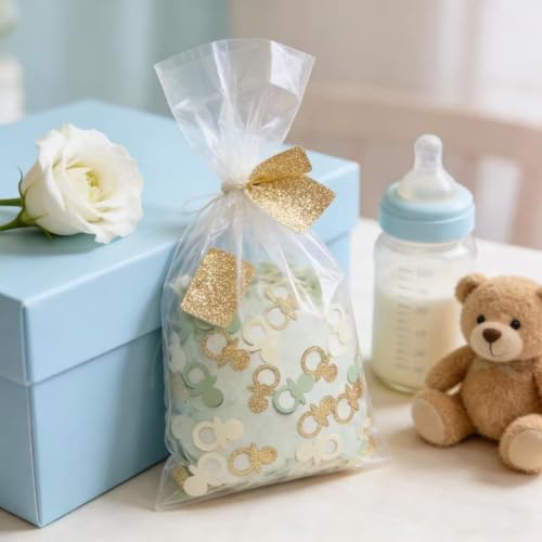 Sage Green Gold Pacifier Confetti - 200PCS Baby Shower Decor
