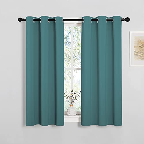 NICETOWN Sea Teal Blackout Curtain Panels, 34"W x 45"L (2 Pack)