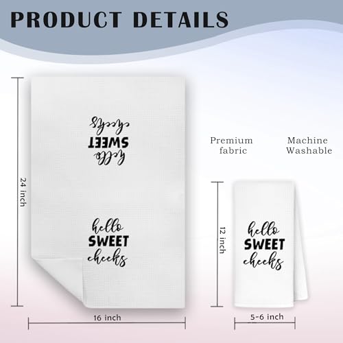 Funny Bathroom Hand Towels - Hello Sweet Cheeks Design, 16x24