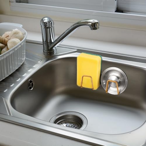 MOROBOR Gold 2-Pack Stainless Steel Sink Sponge Holders, Rustproof Kitchen Organizer