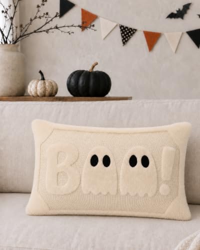 Faux Rabbit Fur Halloween Pillow Covers - Vintage Ghost Designs