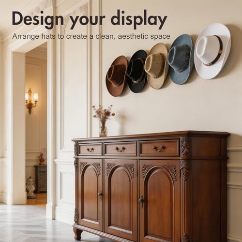 Bronze Cowboy Hat Hooks - 5 Pcs Metal Wall Rack for Hats