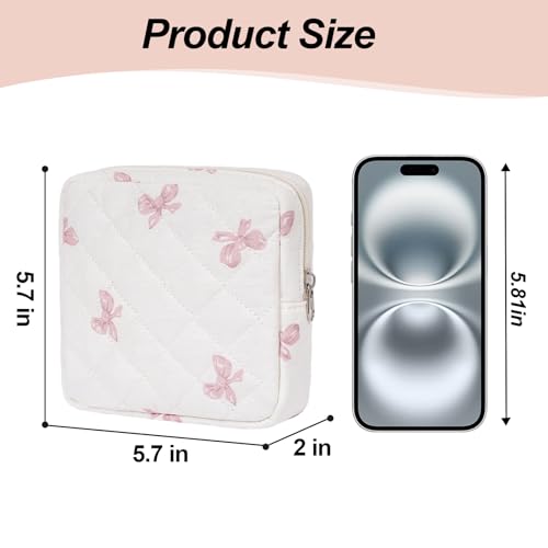 SXS LACONIC Quilted Small Makeup Bag for Purse with Compartments