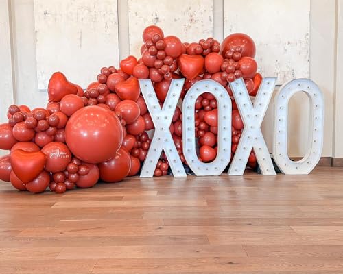 Valentine's Day XOXO & Heart Balloons Set - 6 Pcs Red Decorations