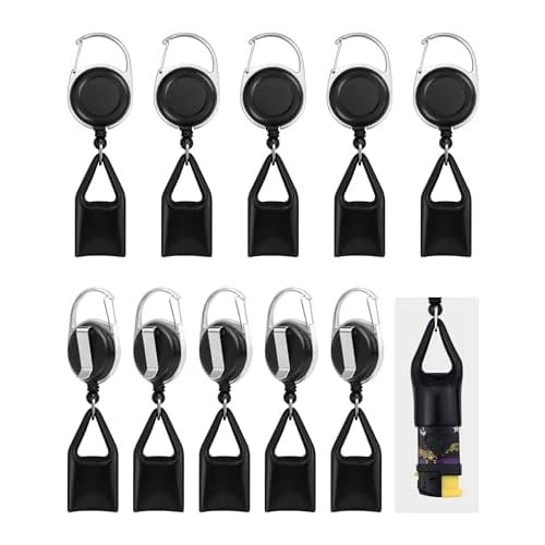 10 Pcs Retractable Lighter Clip Holder, Keychain Lighter Leash with Clip (Black)