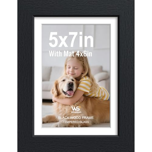 5x7 Black Picture Frame with Tempered Glass - Versatile Design